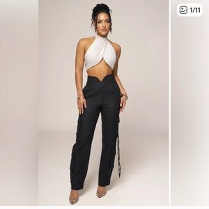 JLUXLABEL Black Women's Cargo Trousers